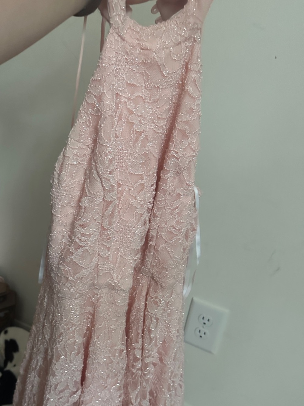 Blush Pink Lace Formal Dress